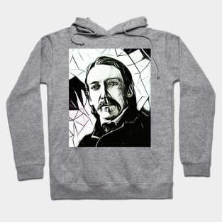 Robert Louis Stevenson Black and White Portrait | Robert Louis Stevenson Artwork 7 Hoodie